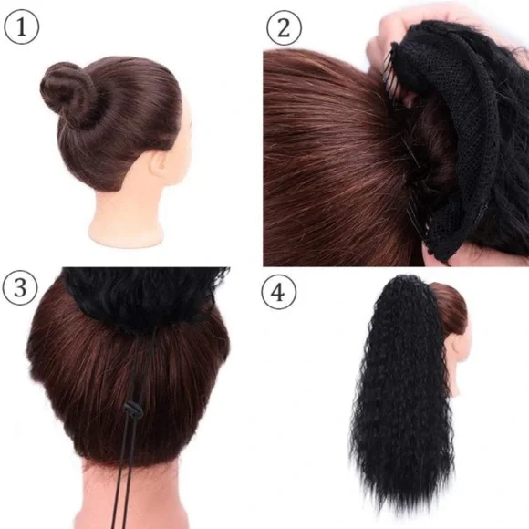 22inch Long Curly Drawstring Ponytail Clip In